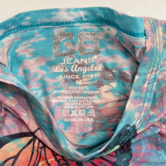 GO Jeans Los Angeles multicolor butterfly print burnout long sleeve t-shirt - Picture 9 of 10